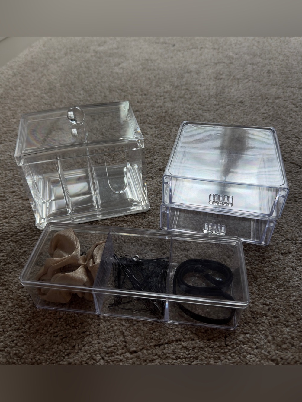 Clear Acrylic Multi-Compartment Organizer Tray - set of 3